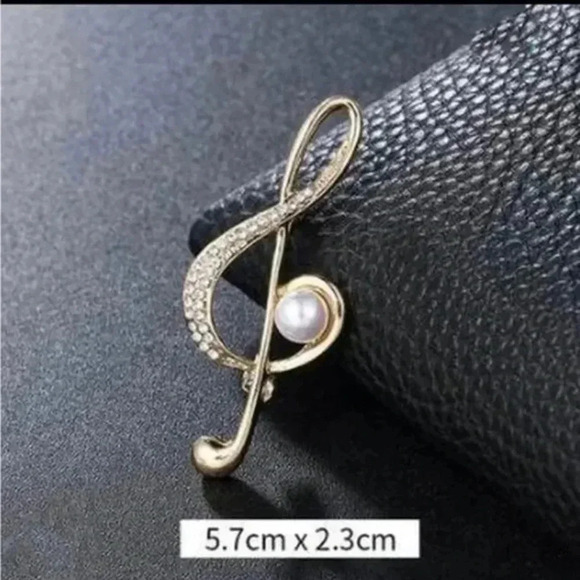 Treble clef brooch pin - Picture 1 of 4